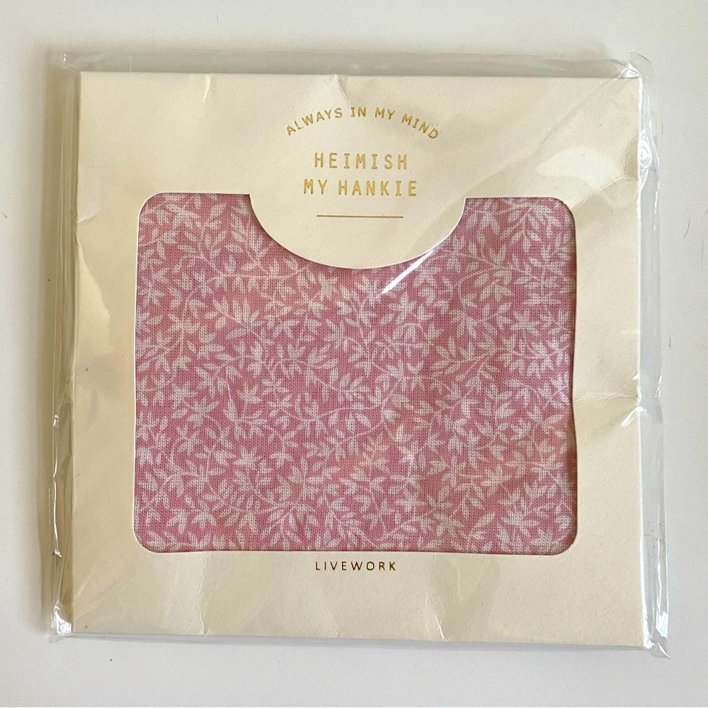 NWT new & sealed handkerchief pink & white. Made in Korea